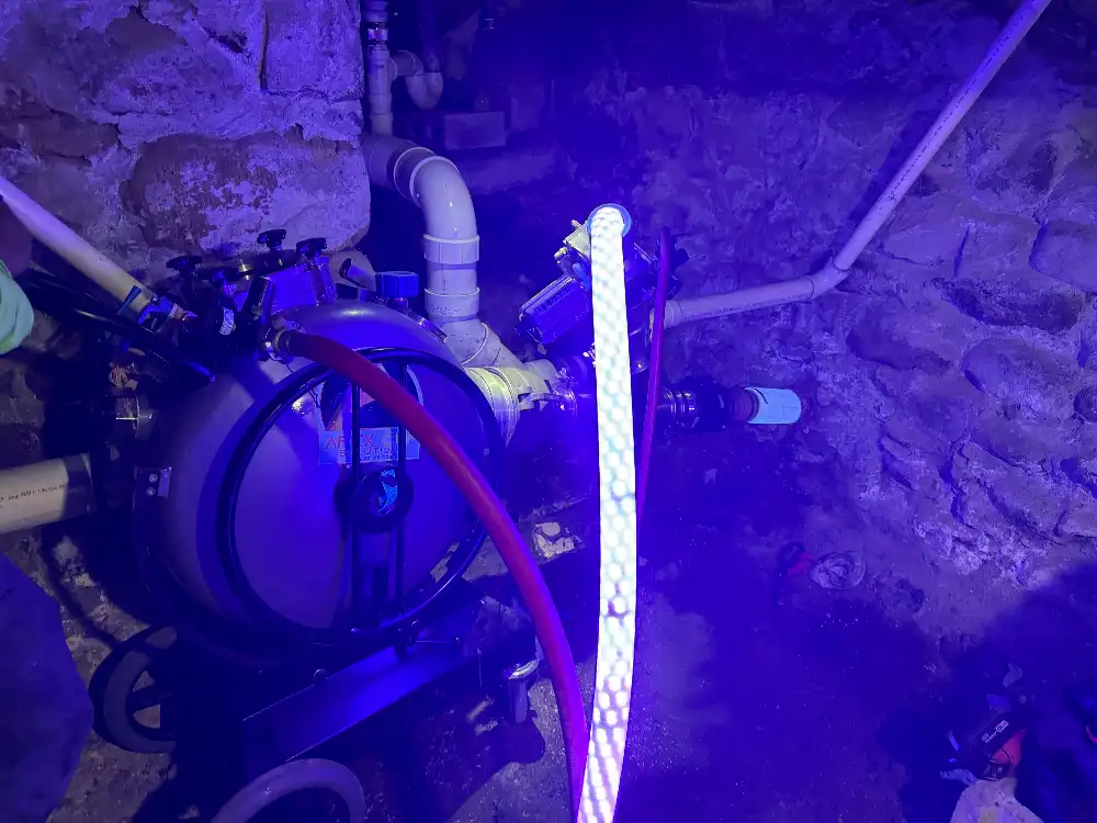 Drain camera checks sewer blockage Drain camera checks sewer blockage