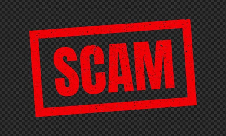 “scam” stamp on a plumbing invoice