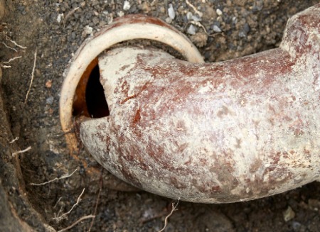 damaged sewer pipe joint