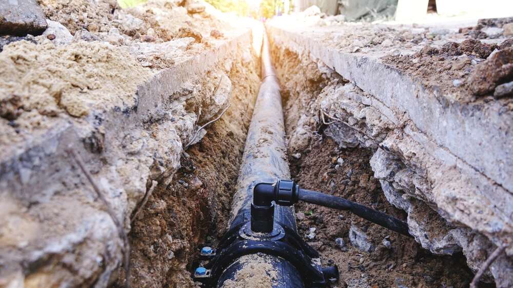underground pipe in trench