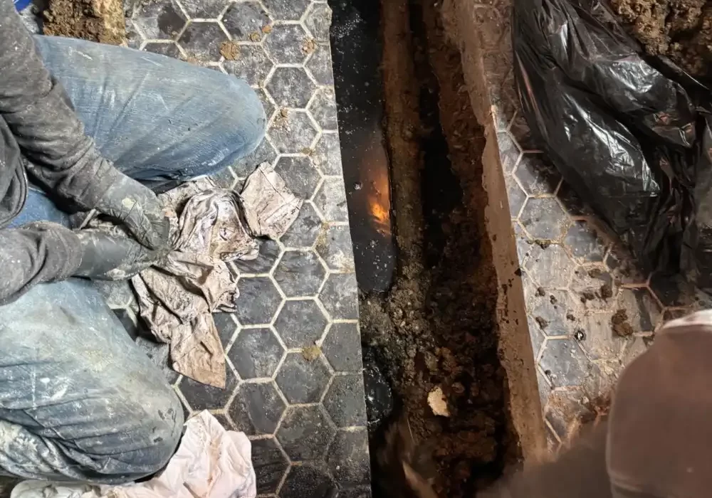 Old leaking sewer pipe